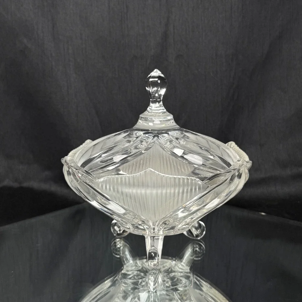 Beyer Bleikristall 24% Lead Crystal Covered Candy Dish 3 Footed West Germany